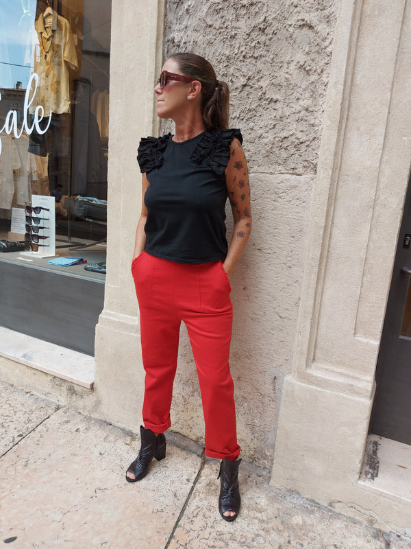 Pantalone cotone rosso