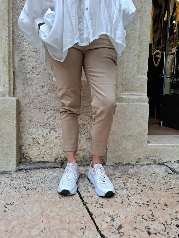 Pantalone elasticizzato Sigaretta beige