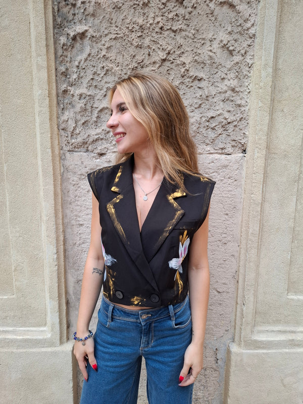 Crop Gilet Lily Nero